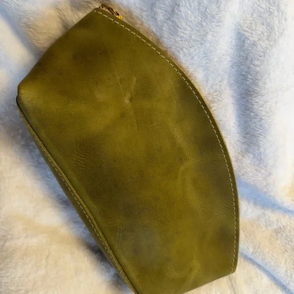 Portland Leather Anjou Green Leather Pouch large total eclipse - Picture 3 of 5